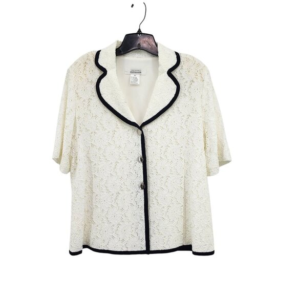 Misook Women's Lace Short Sleeves Button Front Lined Jacket - XL - Picture 1 of 8